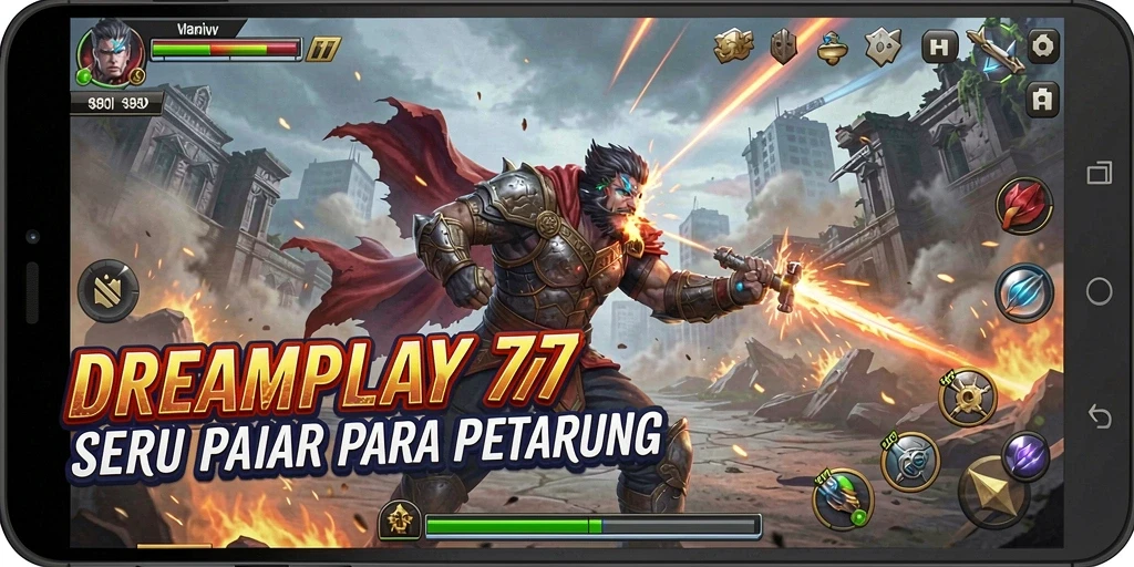 Tampilan aksi intens dalam permainan DREAMPLAY77 saat bertarung.