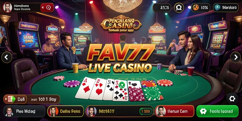 Screenshot menampilkan dealer profesional dan gameplay yang menarik di FAV77.