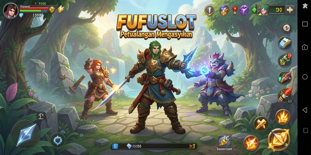 Screenshot FUFUSLOT menampilkan aksi seru dalam pertempuran RPG.