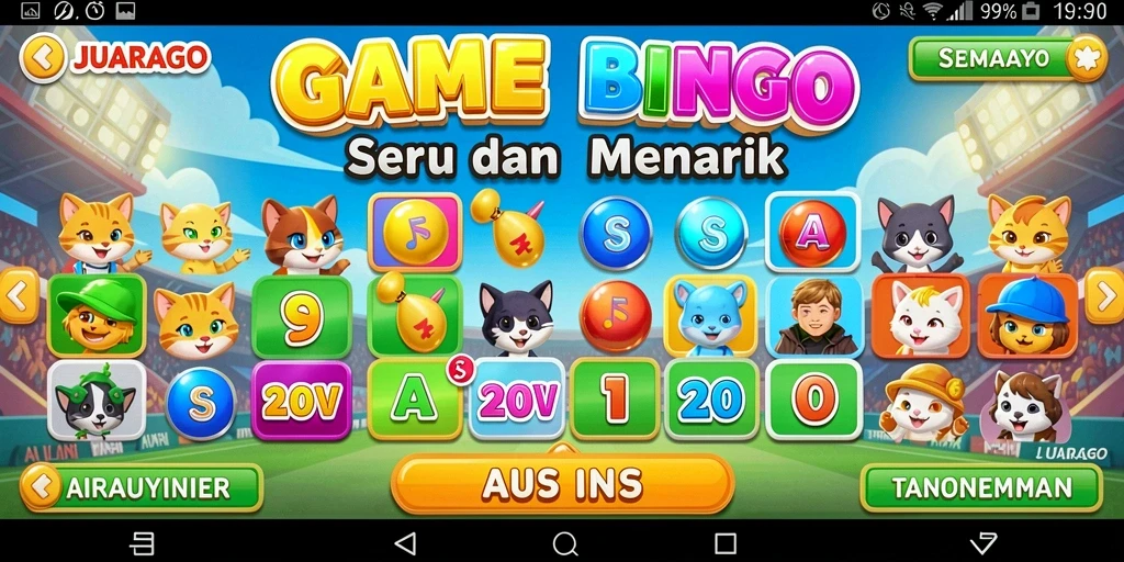 Screenshot utama JUARAGO menunjukkan gameplay Bingo yang seru.