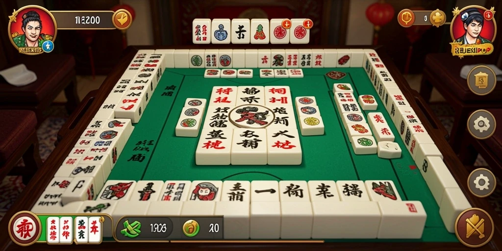 Tampilan gameplay menarik dari REJEKIPOP saat bermain Mahjong.