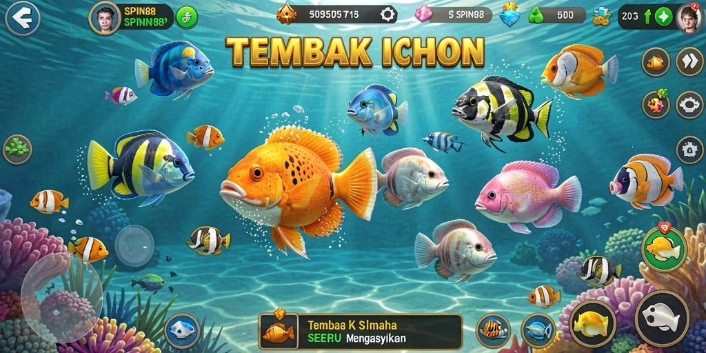 Tangkapan layar utama SPIN88 dengan gameplay Tembak Ikan yang seru.
