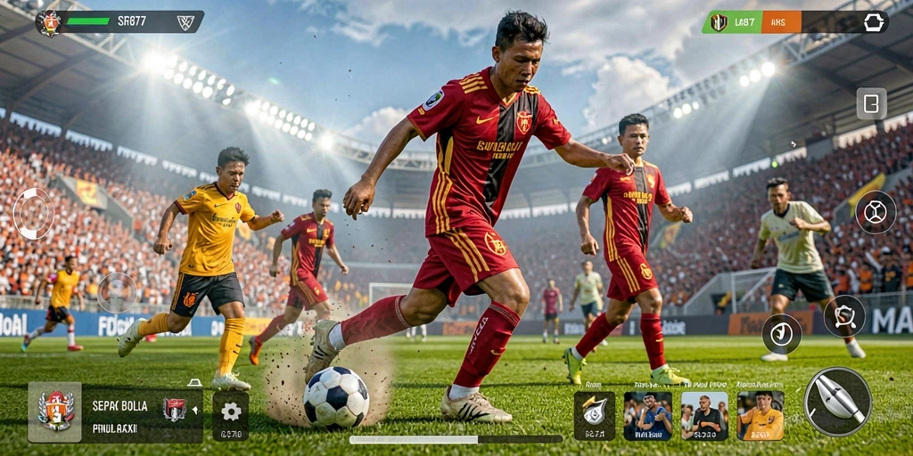 Tampilan menarik dari gameplay SR877 yang penuh aksi sepak bola.