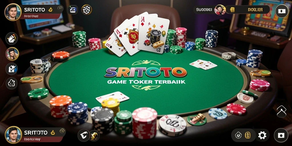 Screenshot gameplay SRITOTO yang menampilkan suasana poker yang menegangkan.
