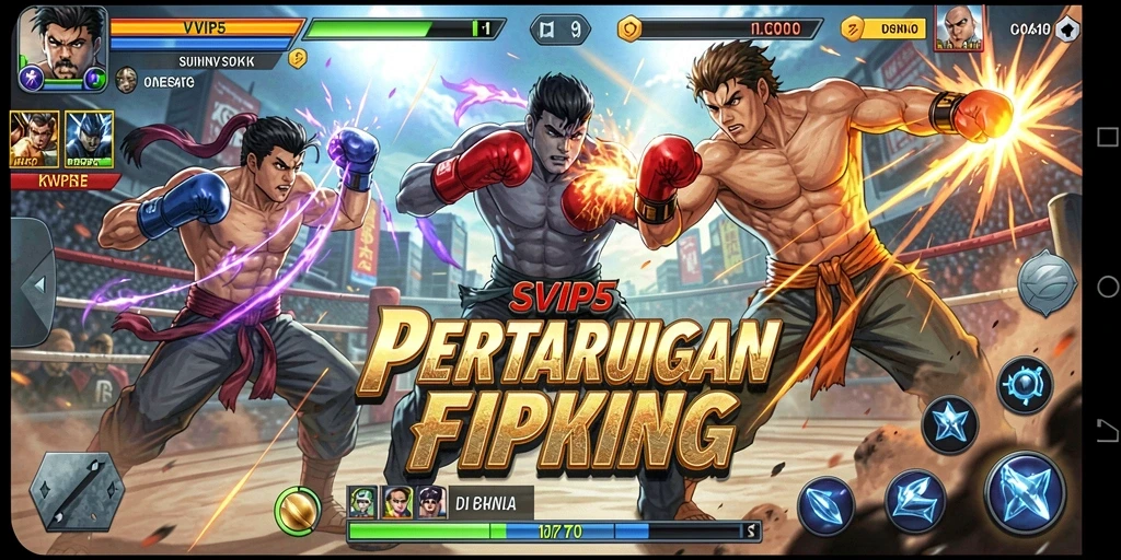 Screenshot pertarungan seru di SVIP5 dengan karakter yang kuat.
