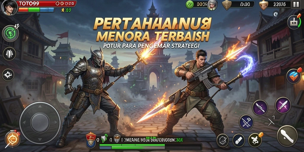 Screenshot gameplay TOTO99 yang menunjukkan pertahanan menara yang strategis.